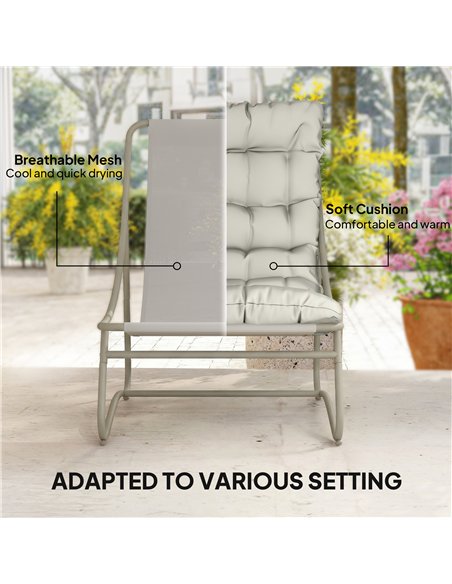 Outsunny 3 Piece Garden Bistro Set, Round Outdoor Bistro Table and Chairs Set for 2 with Texteline Seat and Cushions, Light Grey - pic 198407 | FastDaddyshop