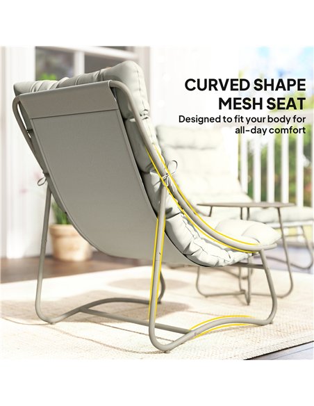 Outsunny 3 Piece Garden Bistro Set, Round Outdoor Bistro Table and Chairs Set for 2 with Texteline Seat and Cushions, Light Grey - pic 198408 | FastDaddyshop