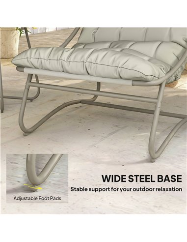 Outsunny 3 Piece Garden Bistro Set, Round Outdoor Bistro Table and Chairs Set for 2 with Texteline Seat and Cushions, Light Grey