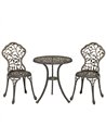 Outsunny 3 Pcs Aluminium Bistro Set Garden Furniture Dining Table Chairs Outdoor Seat Patio Seater Brown