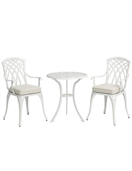 Outsunny Three-Piece Cast Aluminium Bistro Set - White - pic 198430 | FastDaddyshop