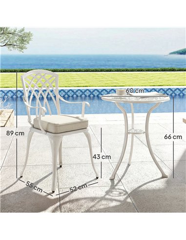 Outsunny Three-Piece Cast Aluminium Bistro Set - White
