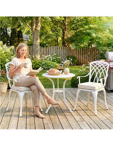 Outsunny Three-Piece Cast Aluminium Bistro Set - White