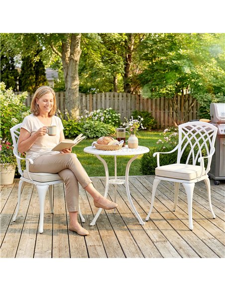 Outsunny Three-Piece Cast Aluminium Bistro Set - White - pic 198438 | FastDaddyshop