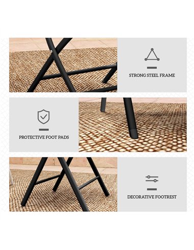 Outsunny 3 Pieces Outdoor Bistro Set, Glass Top Outdoor Table and 2 Folding Chairs with Protecting Feet, Black