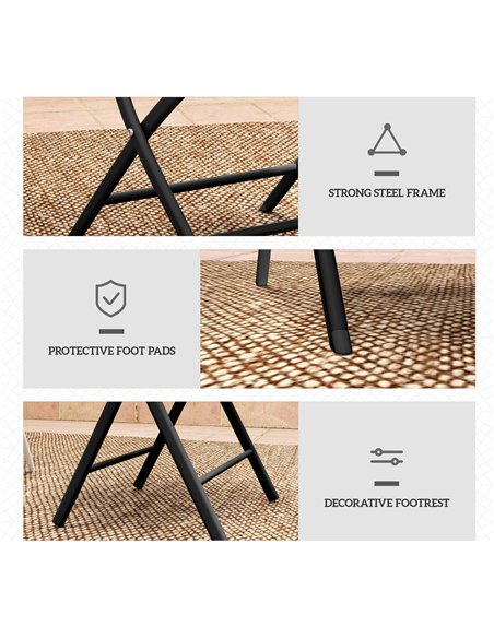 Outsunny 3 Pieces Outdoor Bistro Set, Glass Top Outdoor Table and 2 Folding Chairs with Protecting Feet, Black - pic 198445 | FastDaddyshop