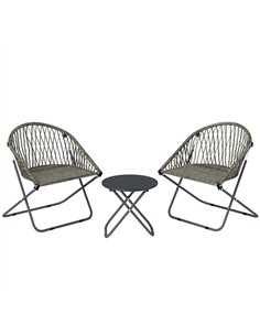 Outsunny Patio Bistro Set, Folding Patio Furniture Set with 2 Chairs and Table, Grey