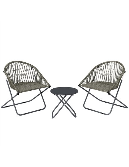 Outsunny Patio Bistro Set, Folding Patio Furniture Set with 2 Chairs and Table, Grey - pic 198448 | FastDaddyshop