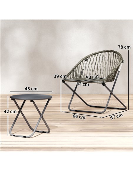 Outsunny Patio Bistro Set, Folding Patio Furniture Set with 2 Chairs and Table, Grey - pic 198450 | FastDaddyshop