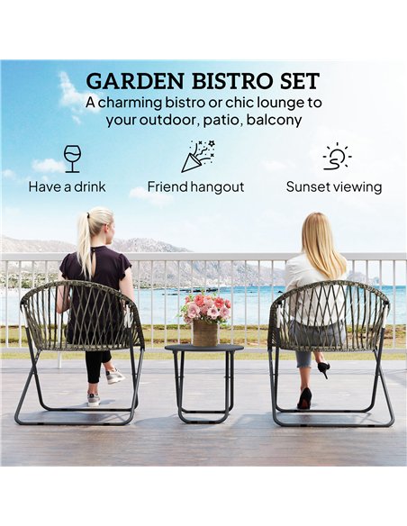 Outsunny Patio Bistro Set, Folding Patio Furniture Set with 2 Chairs and Table, Grey - pic 198451 | FastDaddyshop