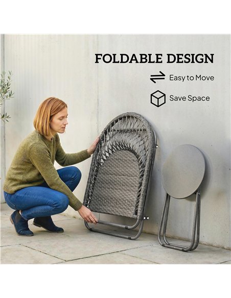 Outsunny Patio Bistro Set, Folding Patio Furniture Set with 2 Chairs and Table, Grey - pic 198452 | FastDaddyshop