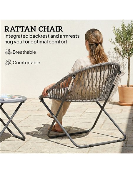 Outsunny Patio Bistro Set, Folding Patio Furniture Set with 2 Chairs and Table, Grey - pic 198453 | FastDaddyshop