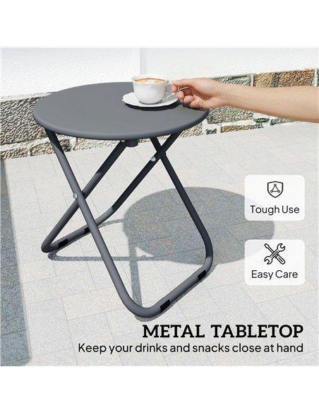 Outsunny Patio Bistro Set, Folding Patio Furniture Set with 2 Chairs and Table, Grey - pic 198454 | FastDaddyshop