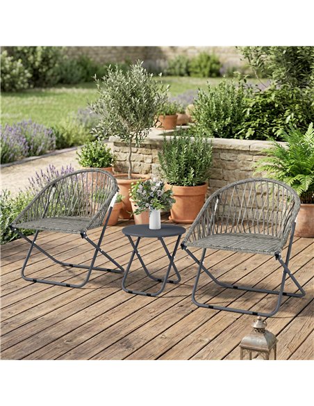 Outsunny Patio Bistro Set, Folding Patio Furniture Set with 2 Chairs and Table, Grey - pic 198456 | FastDaddyshop
