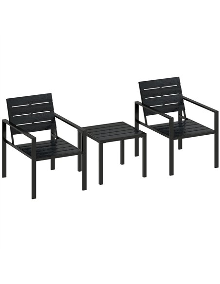 Outsunny 3 Pieces Garden Bistro Set for 2, Outdoor Bistro Table and Chairs with Metal Frame, Plastic Patio Furniture Set - pic 198493 | FastDaddyshop