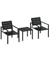 Outsunny 3 Pieces Garden Bistro Set for 2, Outdoor Bistro Table and Chairs with Metal Frame, Plastic Patio Furniture Set