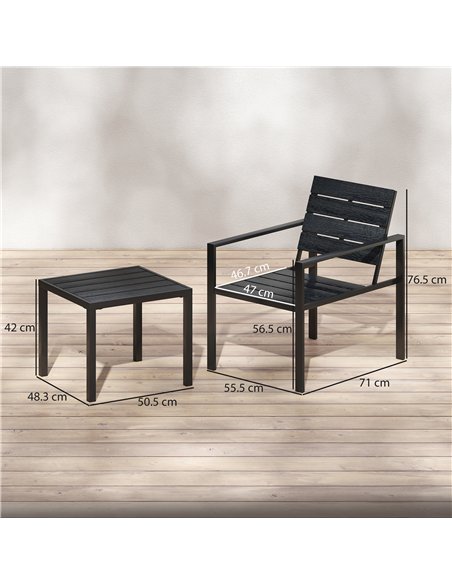 Outsunny 3 Pieces Garden Bistro Set for 2, Outdoor Bistro Table and Chairs with Metal Frame, Plastic Patio Furniture Set - pic 198495 | FastDaddyshop