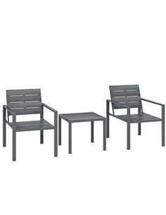 Outsunny 3 Pieces Garden Bistro Set for 2, Outdoor Bistro Table and Chairs with Metal Frame, Plastic Patio Furniture Set