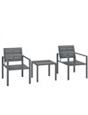 Outsunny 3 Pieces Garden Bistro Set for 2, Outdoor Bistro Table and Chairs with Metal Frame, Plastic Patio Furniture Set
