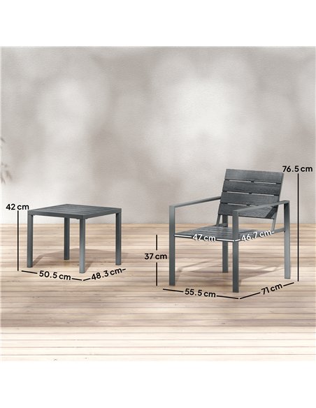 Outsunny 3 Pieces Garden Bistro Set for 2, Outdoor Bistro Table and Chairs with Metal Frame, Plastic Patio Furniture Set - pic 198504 | FastDaddyshop