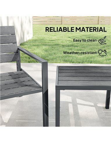 Outsunny 3 Pieces Garden Bistro Set for 2, Outdoor Bistro Table and Chairs with Metal Frame, Plastic Patio Furniture Set