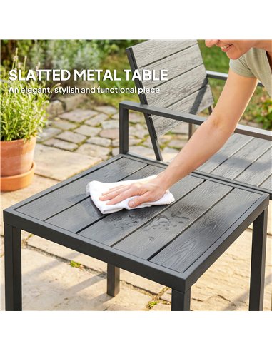 Outsunny 3 Pieces Garden Bistro Set for 2, Outdoor Bistro Table and Chairs with Metal Frame, Plastic Patio Furniture Set
