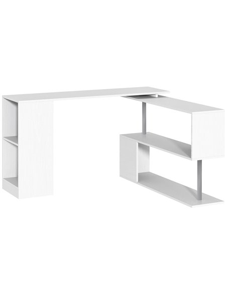 HOMCOM 360 Degree Rotating Corner Desk, L Shaped Table for Home, Office, White - pic 19852 | FastDaddyshop