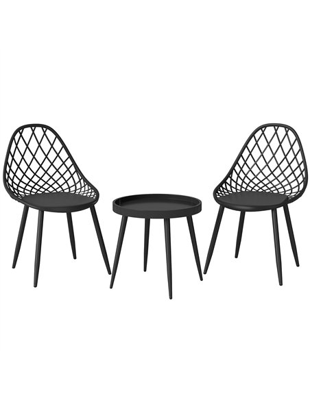 Outsunny 3-Piece Outdoor Bistro Set with 2 Chairs and Round Table for Garden, Balcony, Porch, Black - pic 198529 | FastDaddyshop