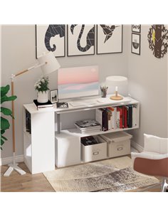 HOMCOM 360 Degree Rotating Corner Desk, L Shaped Table for Home, Office, White 2