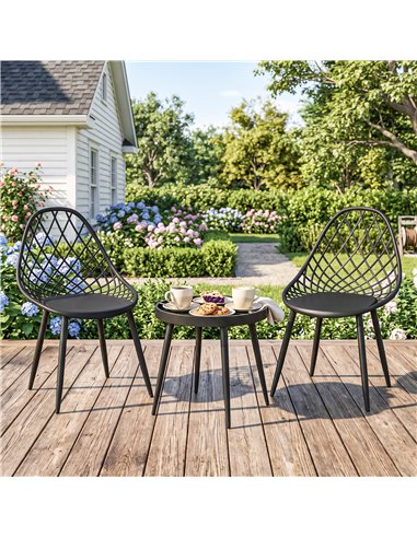 Outsunny 3-Piece Outdoor Bistro Set with 2 Chairs and Round Table for Garden, Balcony, Porch, Black