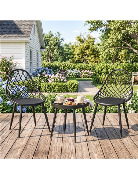 Outsunny 3-Piece Outdoor Bistro Set with 2 Chairs and Round Table for Garden, Balcony, Porch, Black - pic 198530 | FastDaddyshop