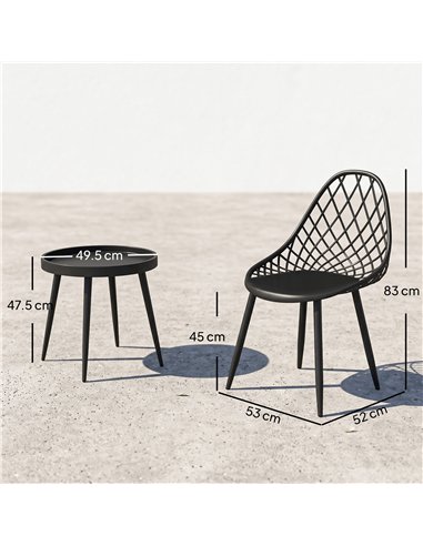 Outsunny 3-Piece Outdoor Bistro Set with 2 Chairs and Round Table for Garden, Balcony, Porch, Black