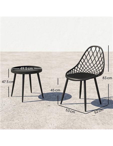 Outsunny 3-Piece Outdoor Bistro Set with 2 Chairs and Round Table for Garden, Balcony, Porch, Black - pic 198531 | FastDaddyshop