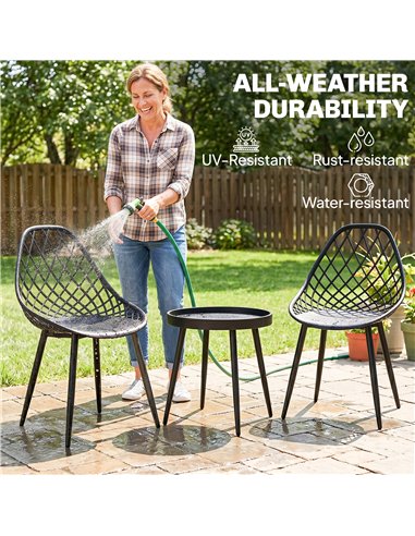 Outsunny 3-Piece Outdoor Bistro Set with 2 Chairs and Round Table for Garden, Balcony, Porch, Black