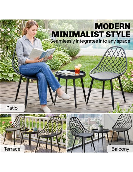 Outsunny 3-Piece Outdoor Bistro Set with 2 Chairs and Round Table for Garden, Balcony, Porch, Black - pic 198535 | FastDaddyshop