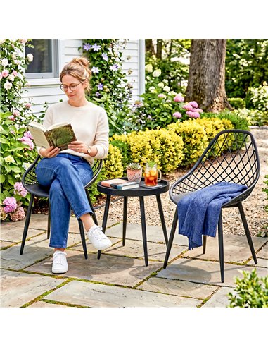 Outsunny 3-Piece Outdoor Bistro Set with 2 Chairs and Round Table for Garden, Balcony, Porch, Black