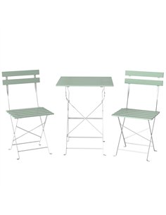 Outsunny Outdoor Bistro Set Folding Patio Furniture Set with 2 Chairs Table for 2 People White and Green