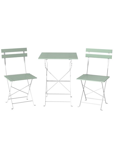 Outsunny Outdoor Bistro Set Folding Patio Furniture Set with 2 Chairs Table for 2 People White and Green - pic 198538 | FastDaddyshop