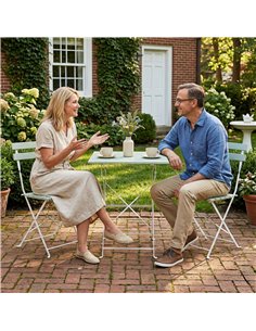 Outsunny Outdoor Bistro Set Folding Patio Furniture Set with 2 Chairs Table for 2 People White and Green 2