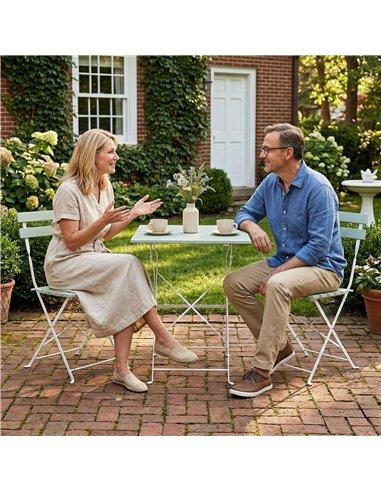 Outsunny Outdoor Bistro Set Folding Patio Furniture Set with 2 Chairs Table for 2 People White and Green