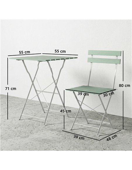 Outsunny Outdoor Bistro Set Folding Patio Furniture Set with 2 Chairs Table for 2 People White and Green - pic 198540 | FastDaddyshop