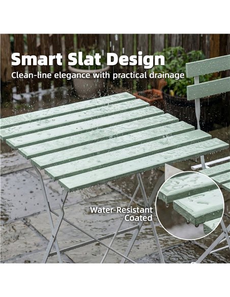 Outsunny Outdoor Bistro Set Folding Patio Furniture Set with 2 Chairs Table for 2 People White and Green - pic 198544 | FastDaddyshop