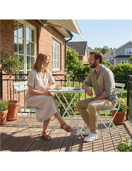 Outsunny Outdoor Bistro Set Folding Patio Furniture Set with 2 Chairs Table for 2 People White and Green - pic 198545 | FastDaddyshop