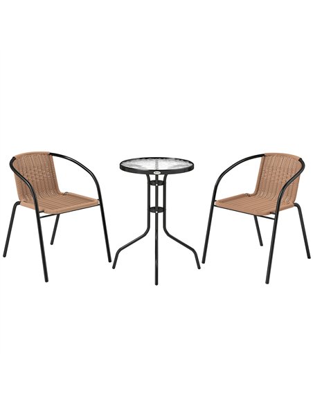 Outsunny 3 Pieces Rattan Bistro Set - Brown - pic 198547 | FastDaddyshop