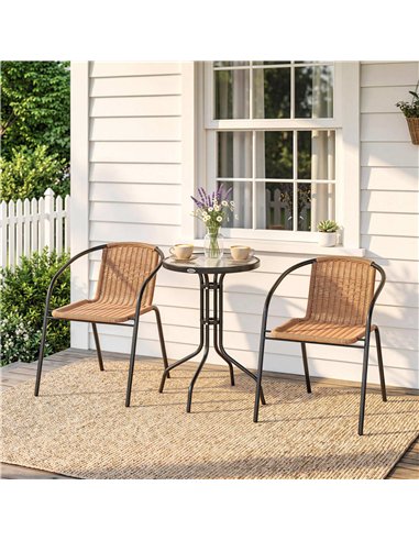 Outsunny 3 Pieces Rattan Bistro Set - Brown