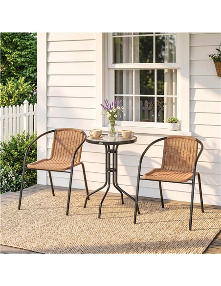 Outsunny 3 Pieces Rattan Bistro Set - Brown - pic 198548 | FastDaddyshop