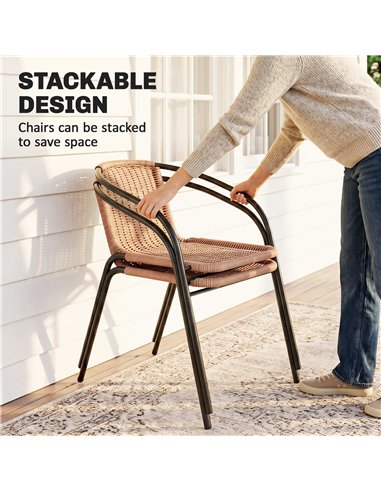 Outsunny 3 Pieces Rattan Bistro Set - Brown