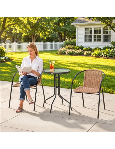 Outsunny 3 Pieces Rattan Bistro Set - Brown - pic 198555 | FastDaddyshop
