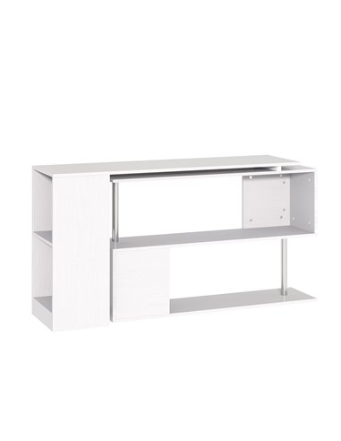 HOMCOM 360 Degree Rotating Corner Desk Storage Shelf Combo Laptop Workstation Wood L Shaped Table Home Office - White