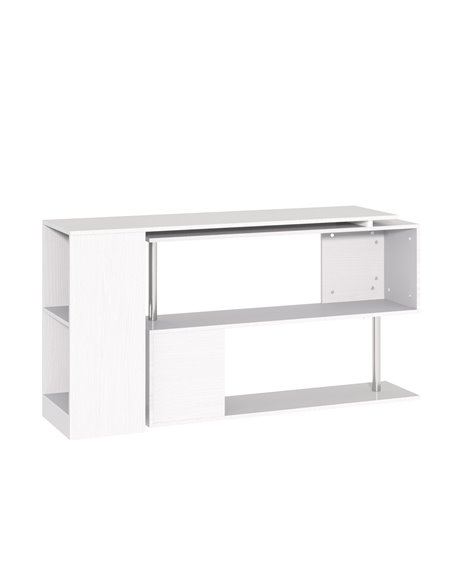 HOMCOM 360 Degree Rotating Corner Desk Storage Shelf Combo Laptop Workstation Wood L Shaped Table Home Office - White - pic 19859 | FastDaddyshop